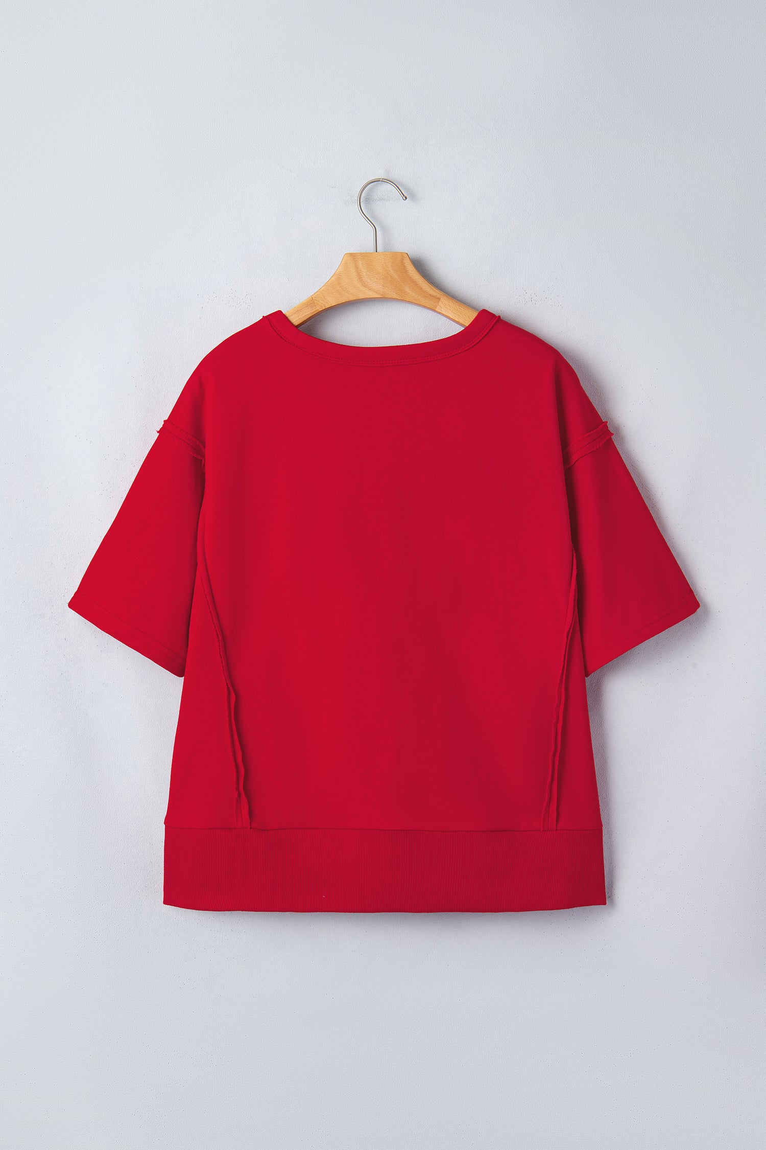 Racing Red GEORGIE Letter Printed Raw Seam Drop Shoulder Loose Tee