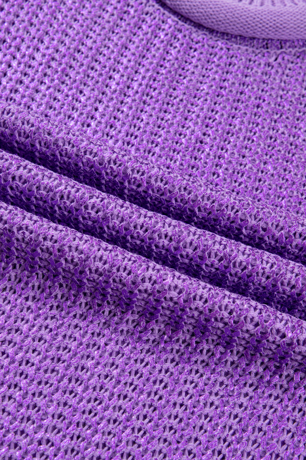 Wisteria Solid Color Knit High Neck Short Sleeve Sweater