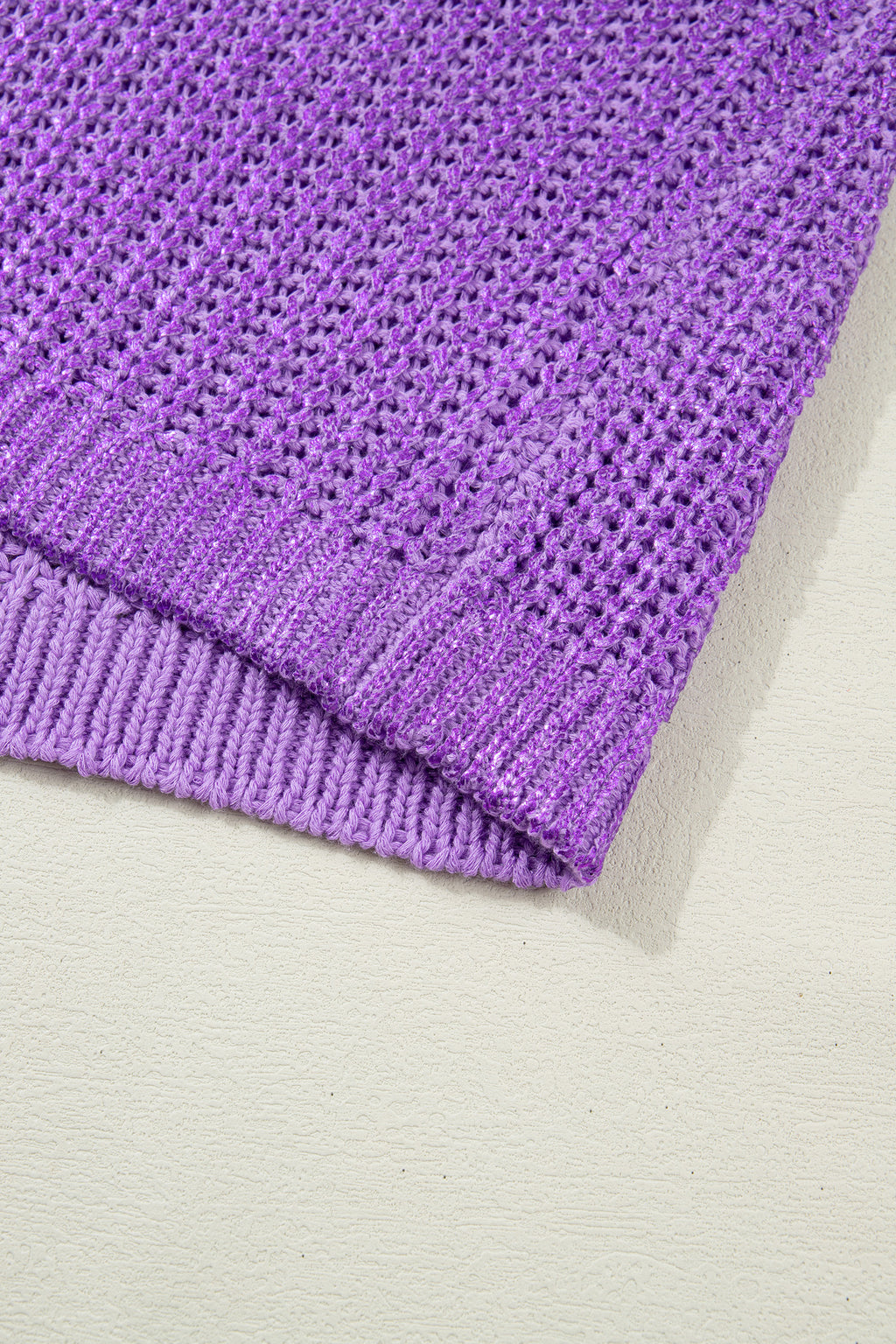 Wisteria Solid Color Knit High Neck Short Sleeve Sweater