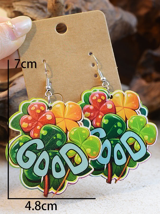 St. Patrick's Day Shamrock Wooden Coin Earrings