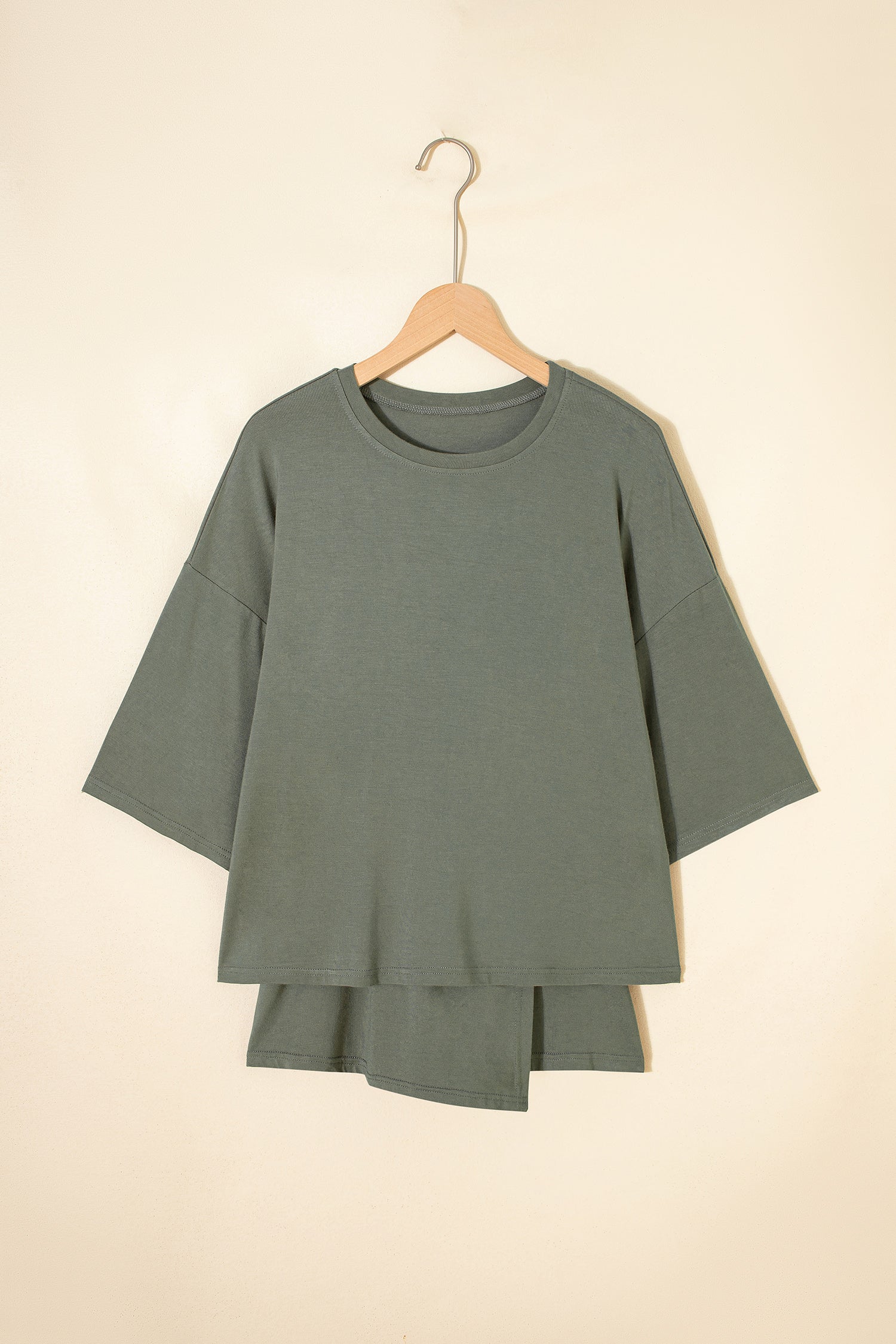 Laurel Green Solid Color Oversize Tee Tie Wrap Mini Skort 2pcs Set