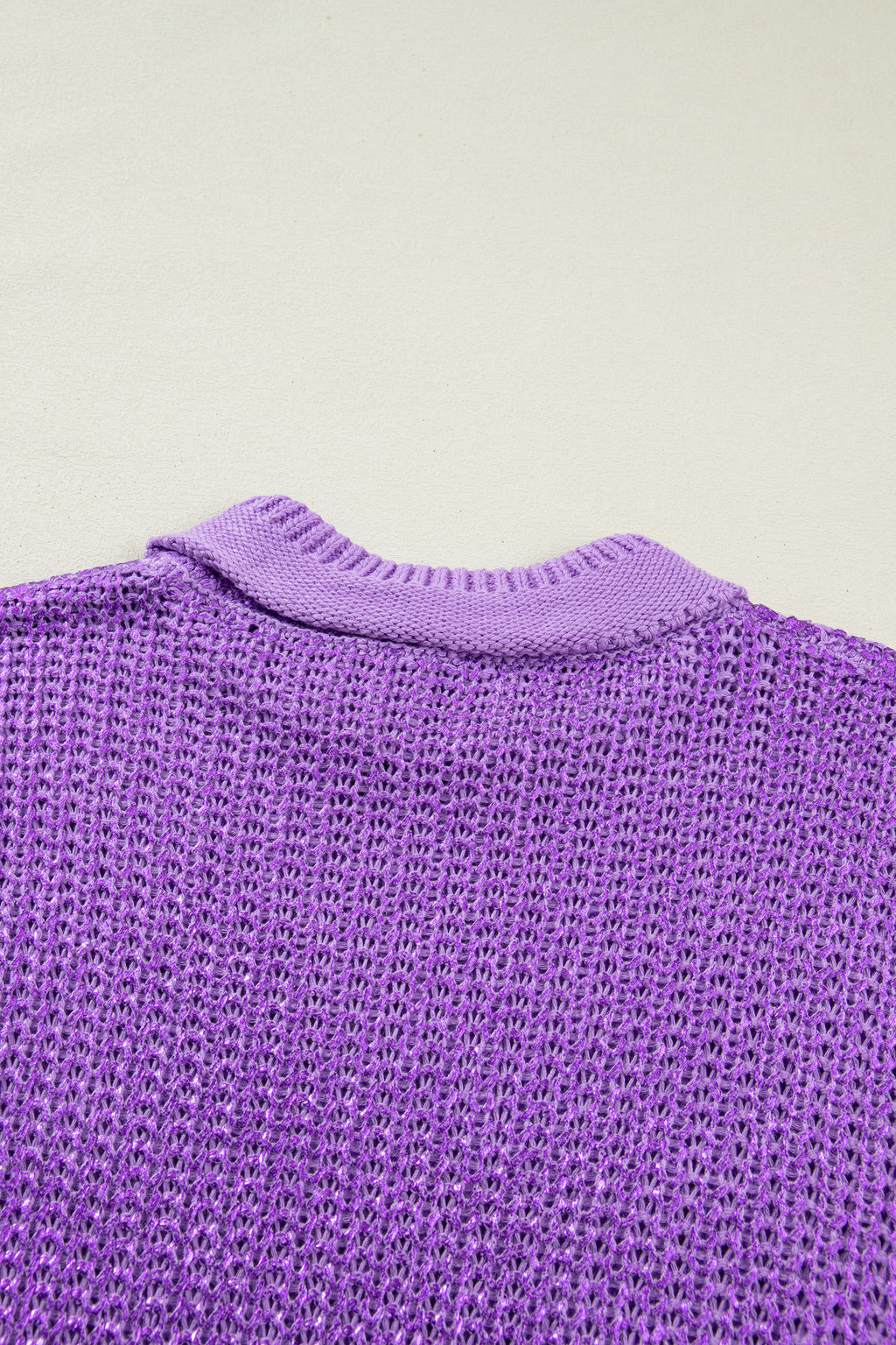 Wisteria Solid Color Knit High Neck Short Sleeve Sweater