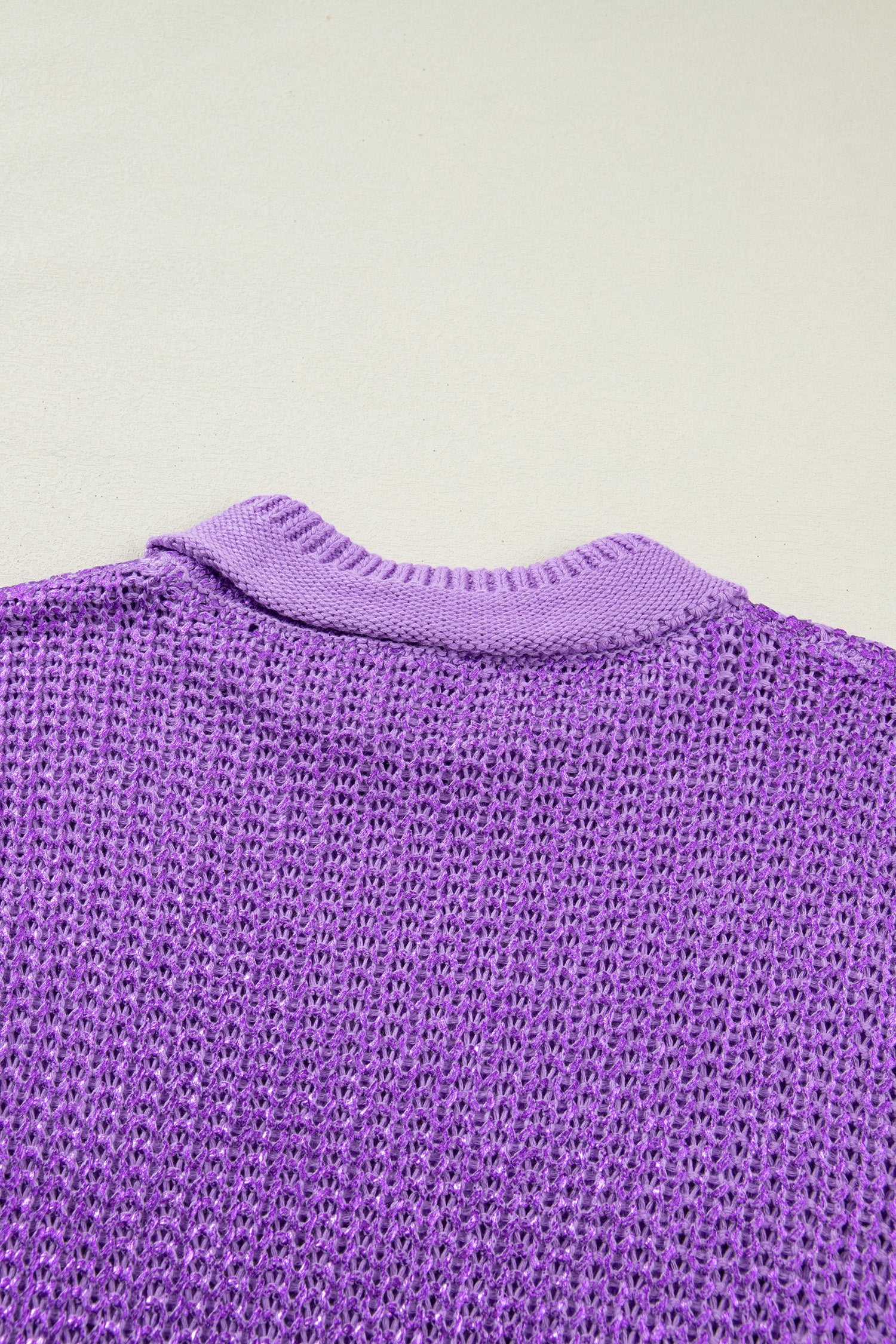 Wisteria Solid Color Knit High Neck Short Sleeve Sweater