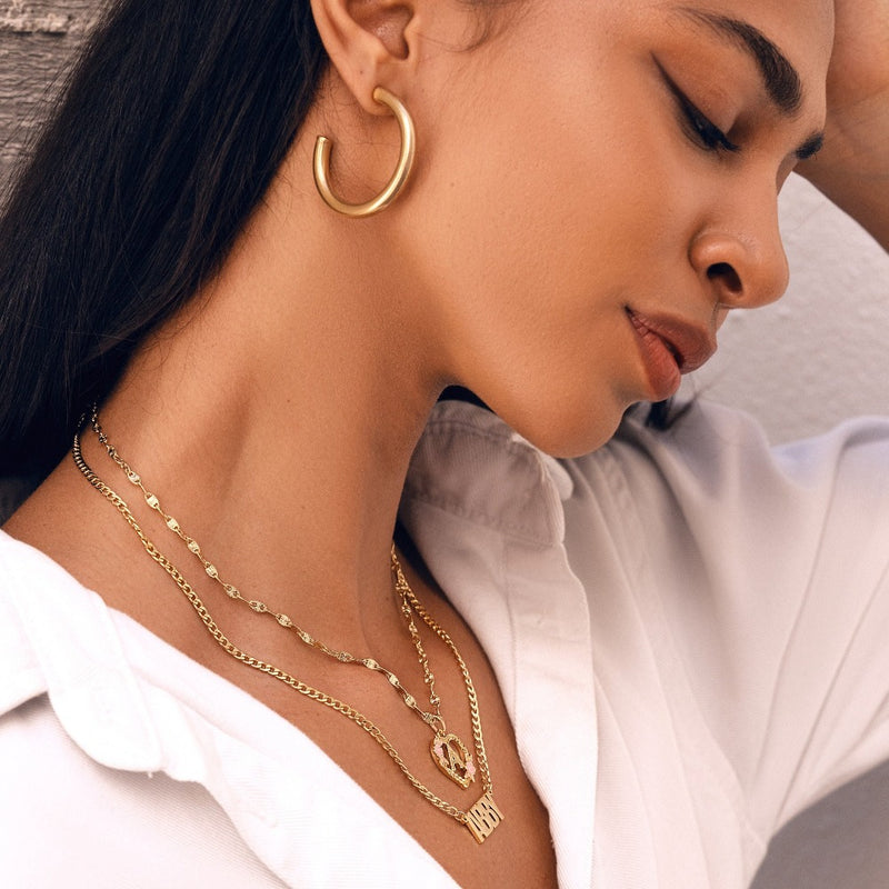 Flower Initial Necklace w/ Clip Chain