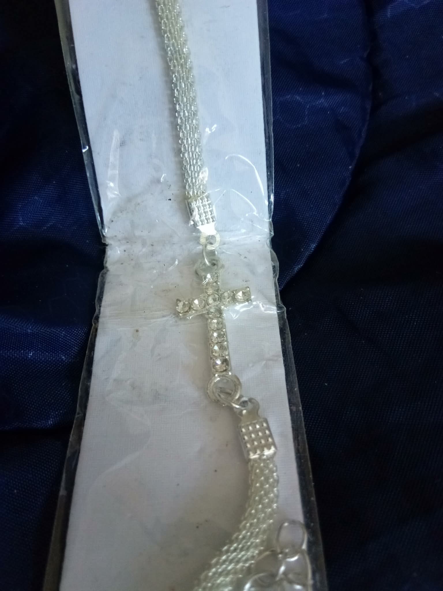 Exquisite Rhinestone Cross Charm Bracelet