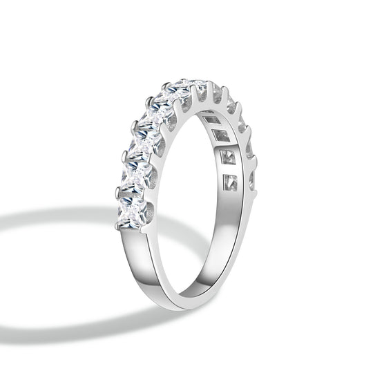 Princess Cut Moissanite Half Eternity Band