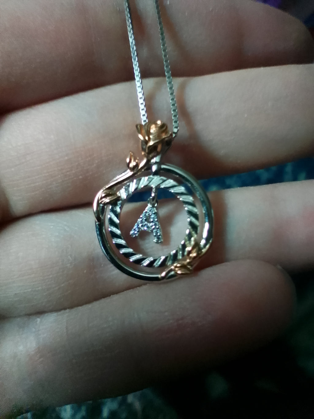 Sterling Silver Rose Gold Flower Initial Necklace