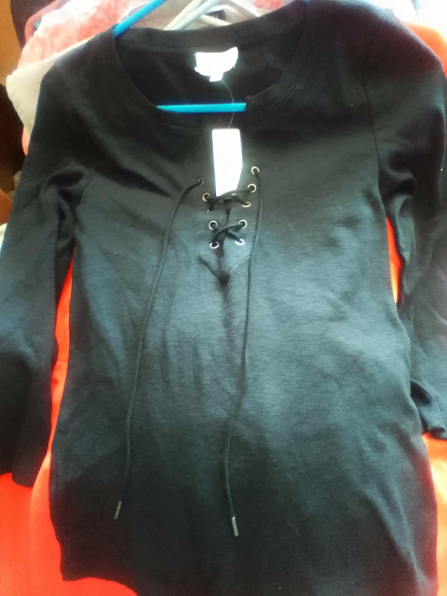 Anthropologie Deletta Black Lace Up Top