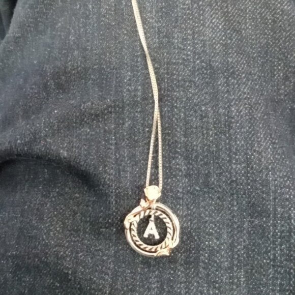 Sterling Silver Rose Gold Flower Initial Necklace