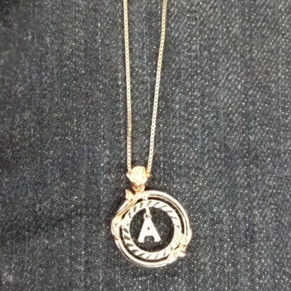 Sterling Silver Rose Gold Flower Initial Necklace