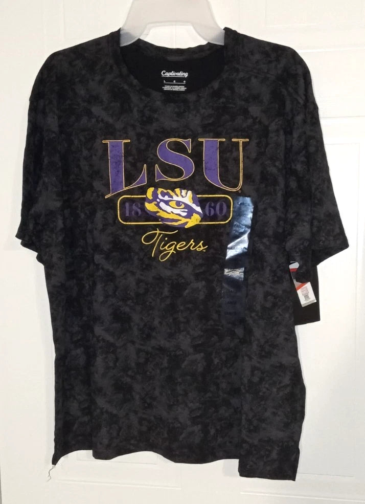 LSU Tigers Adult Black / Gray Short Sleeve Graphic Licensed T-Shirt - Size: L
