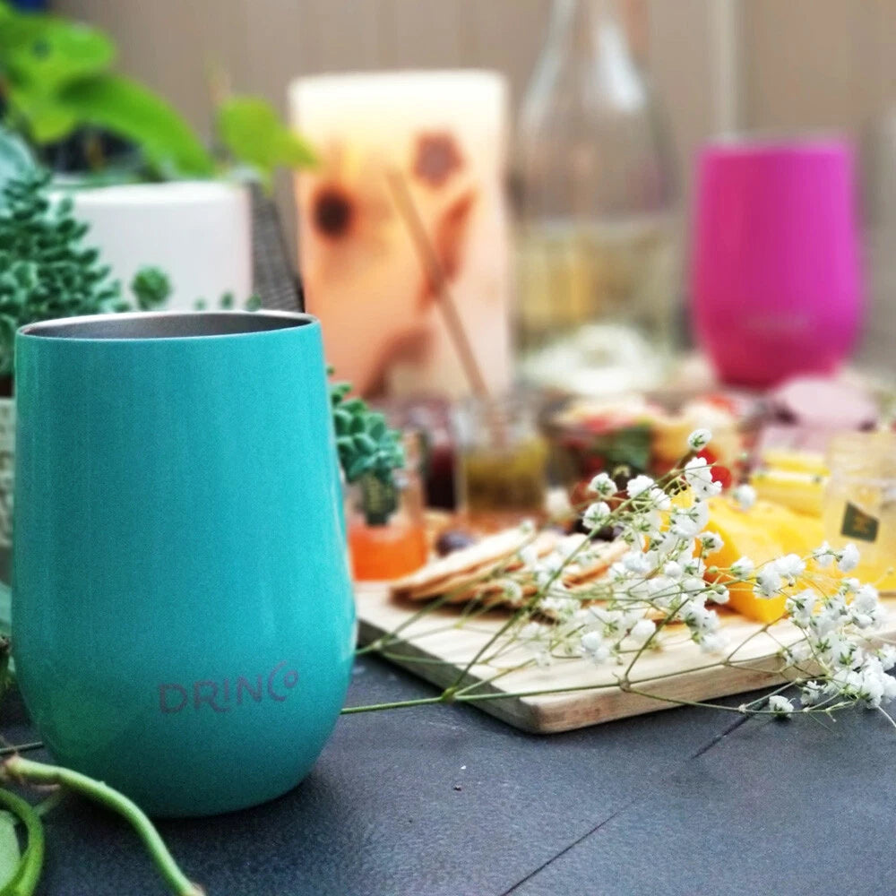 DRINCO® 12oz 2PK Insulated Wine Tumbler Glass (OG Pink/Blue)